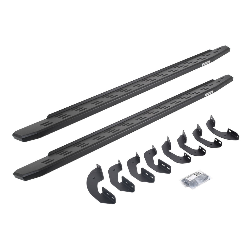 RB30 Running Boards with Mounting Bracket Kit Textured Black 2007-2021 Toyota Tundra Extended Cab Go Rhino
