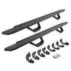 RB30 Running Boards with Mounting Brackets & 2 Pairs of Drops Steps Kit Protective Bedliner Coating 2007-2021 Toyota Tundra Go Rhino