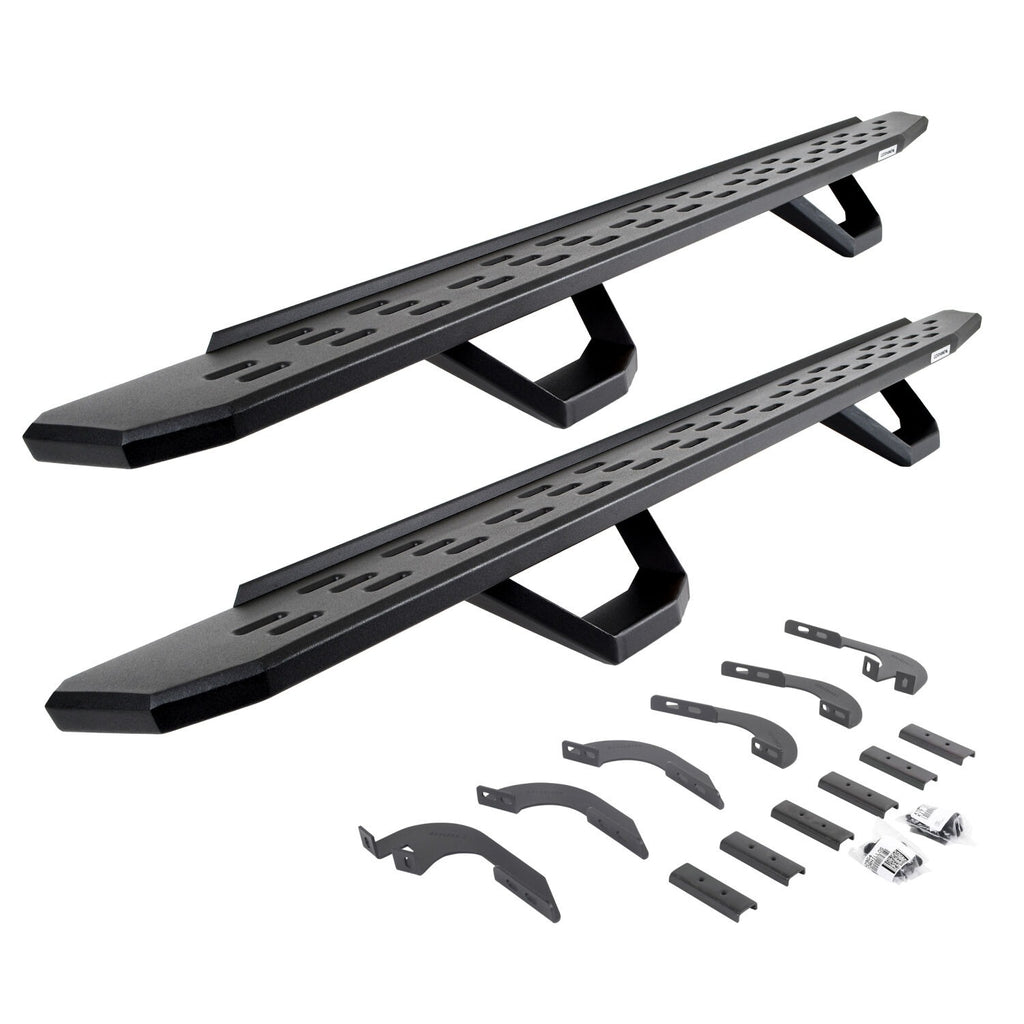 RB30 Running Boards with Mounting Brackets & 2 Pairs of Drops Steps Kit Textured Black 2005-2023 Toyota Tacoma Go Rhino