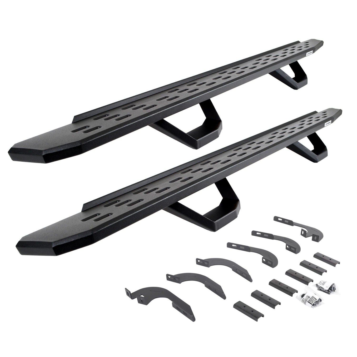 RB30 Running Boards with Mounting Brackets & 2 Pairs of Drops Steps Kit Textured Black 2005-2023 Toyota Tacoma Go Rhino