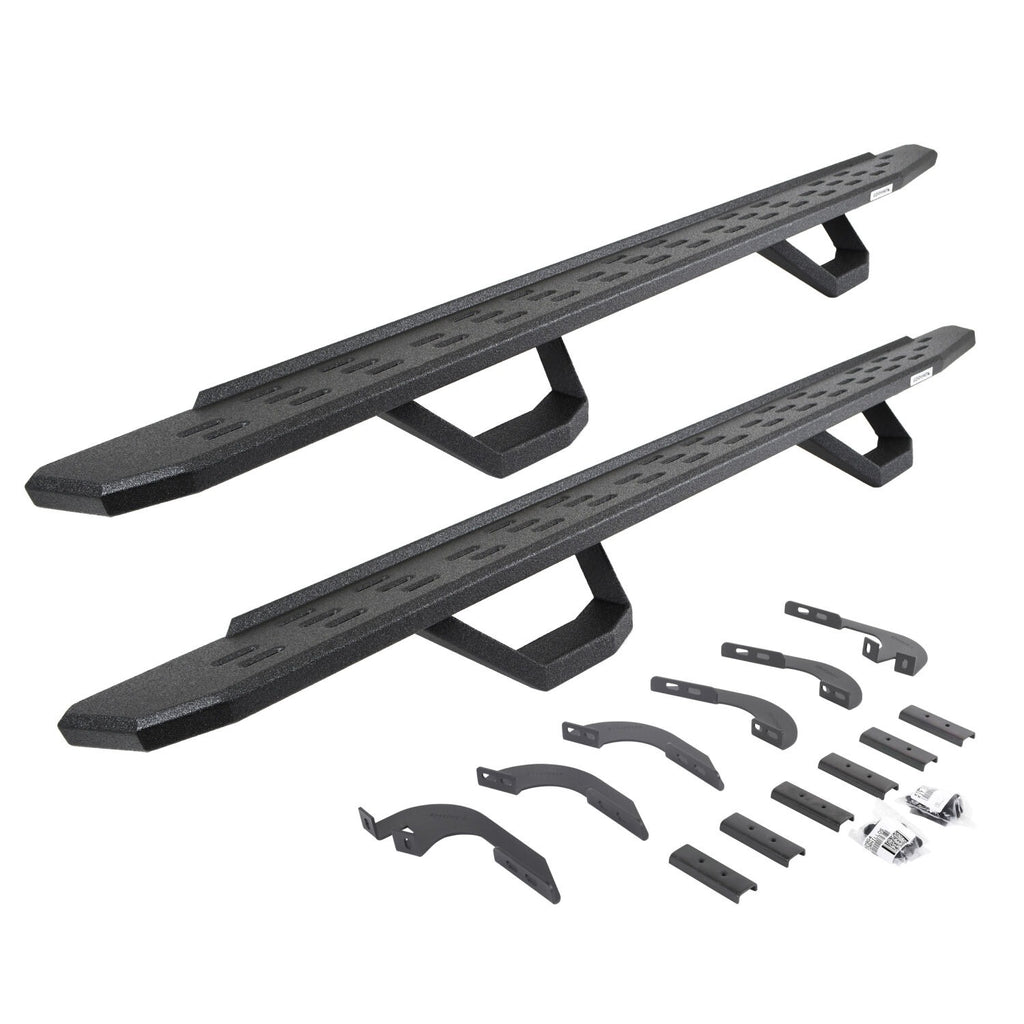 RB30 Running Boards with Mounting Brackets & 2 Pairs of Drops Steps Kit Protective Bedliner Coating 2005-2023 Toyota Tacoma Go Rhino