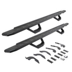RB30 Running Boards with Mounting Brackets & 2 Pairs of Drops Steps Kit Protective Bedliner Coating 2005-2023 Toyota Tacoma Go Rhino