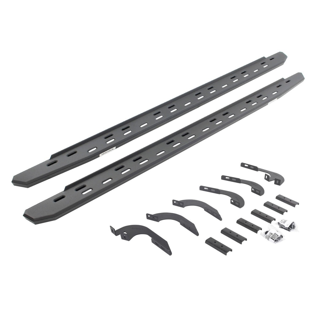RB30 Slim Line Running Boards with Mounting Bracket Kit Textured Black 2005-2023 Toyota Tacoma Go Rhino
