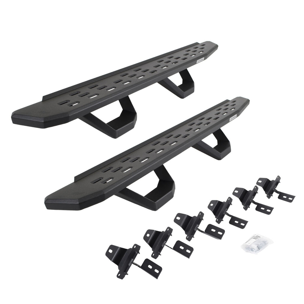 RB30 Running Boards with Mounting Brackets & 2 Pairs of Drops Steps Kit Textured Black For 2007-2018 Jeep Wrangler JK 4 Door Go Rhino