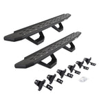 RB30 Running Boards with Mounting Brackets & 2 Pairs of Drops Steps Kit Textured Black For 2007-2018 Jeep Wrangler JK 4 Door Go Rhino