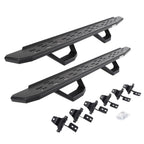 RB30 Running Boards with Mounting Brackets & 2 Pairs of Drops Stepst Kit Protective Bedliner Coating For 2018-2025 Jeep Wrangler JL Go Rhino