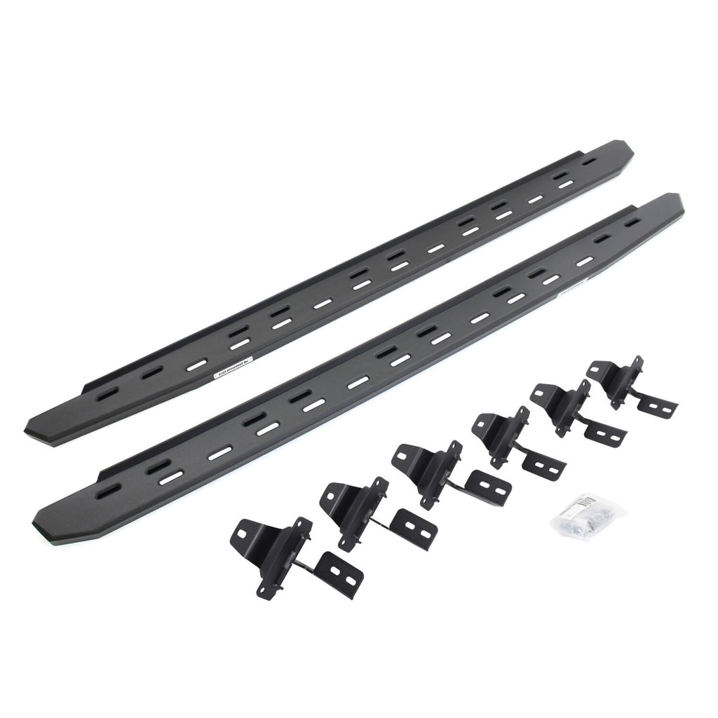 RB30 Slim Line Running Boards with Mounting Bracket Kit Textured Black For 2018-2025 Jeep Wrangler JL 4 door Go Rhino
