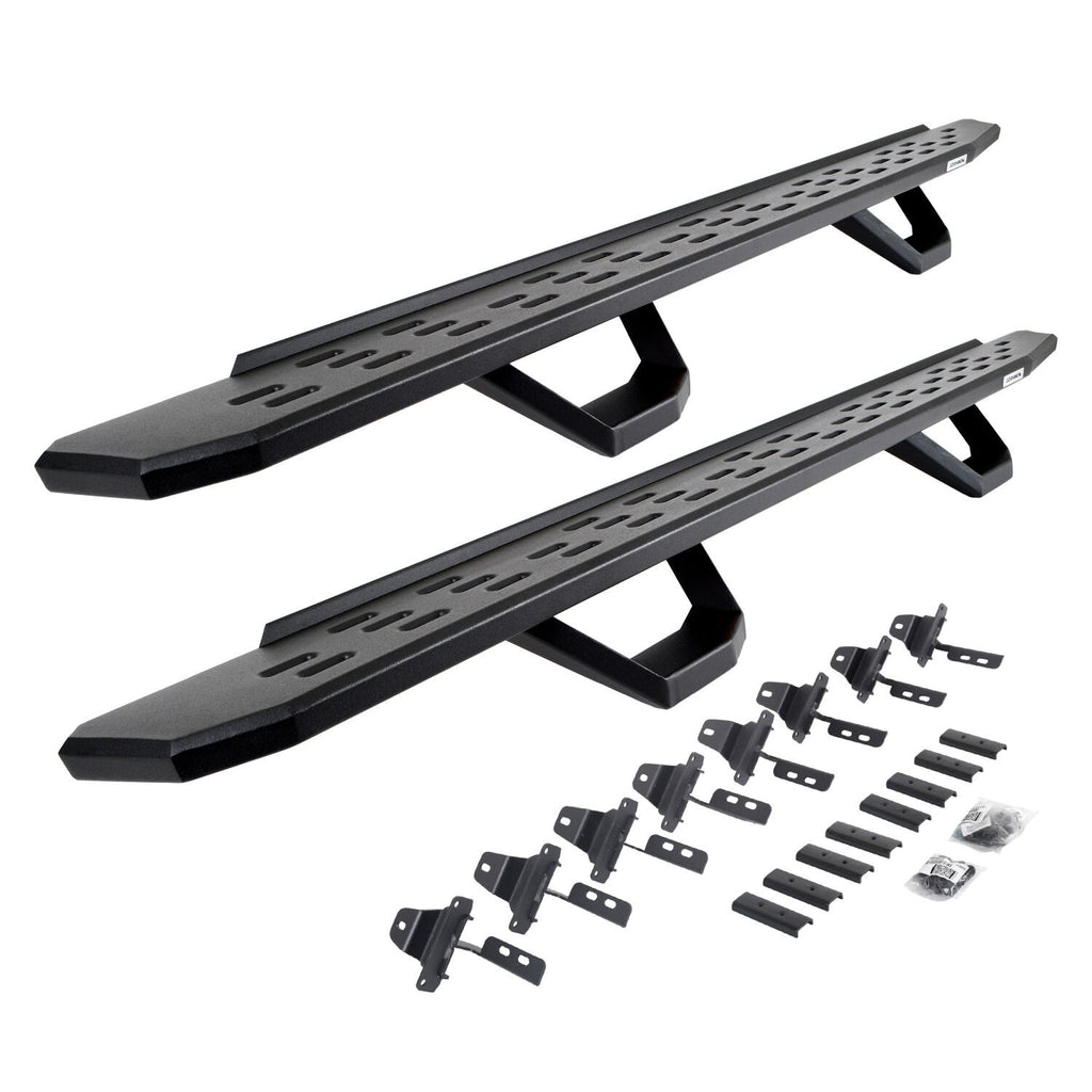 RB30 Running Boards with Mounting Brackets & 2 Pairs of Drops Steps Kit Textured Black 2020-2025 Jeep Gladiator Go Rhino