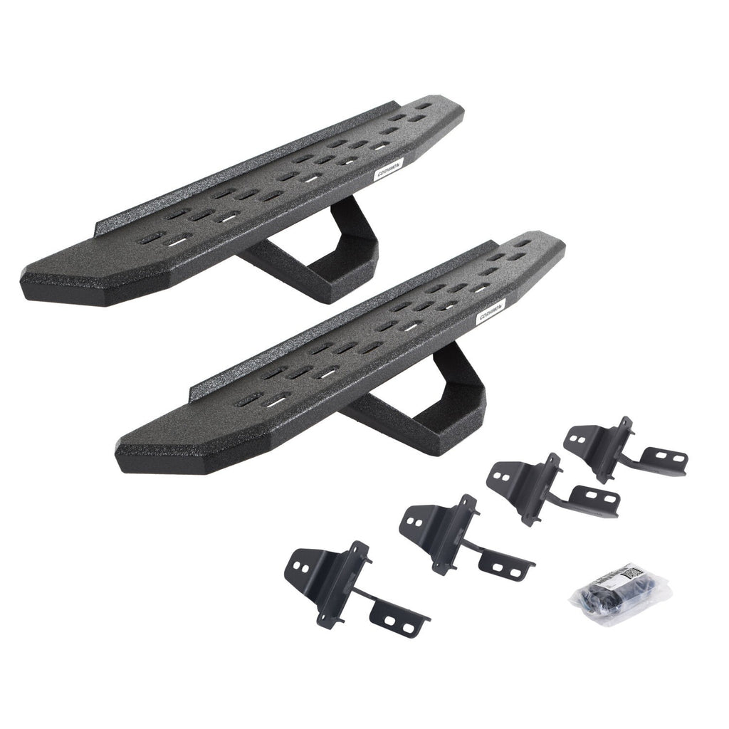 RB30 Running Boards with Mounting Brackets & 1 Pairs of Drops Steps Kit Protective Bedliner Coating For 2007-2018 Jeep Wrangler JK Go Rhino