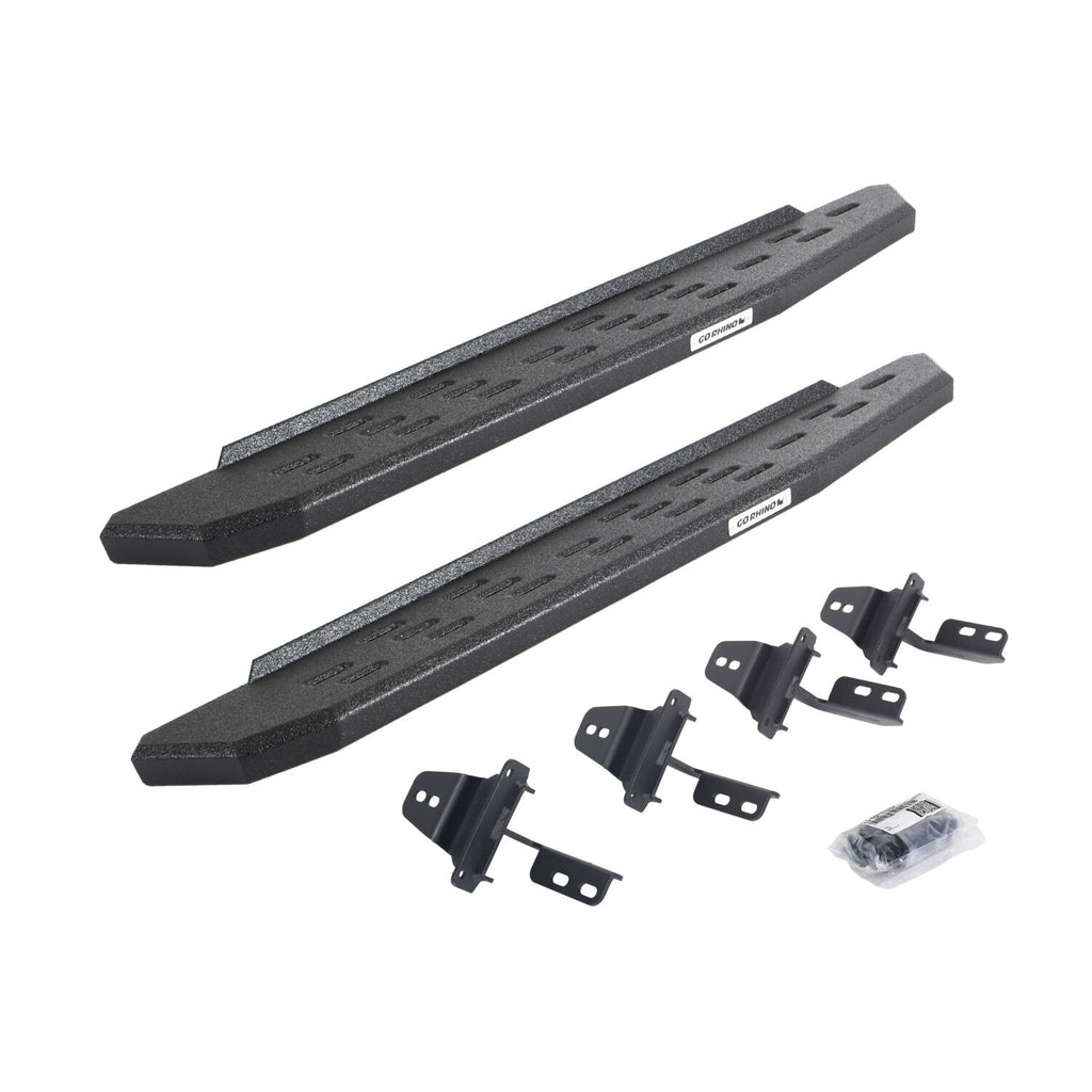 RB30 Running Boards with Mounting Bracket Kit Protective Bedliner Coating For 2007-2018 Jeep Wrangler JK 2 door Go Rhino
