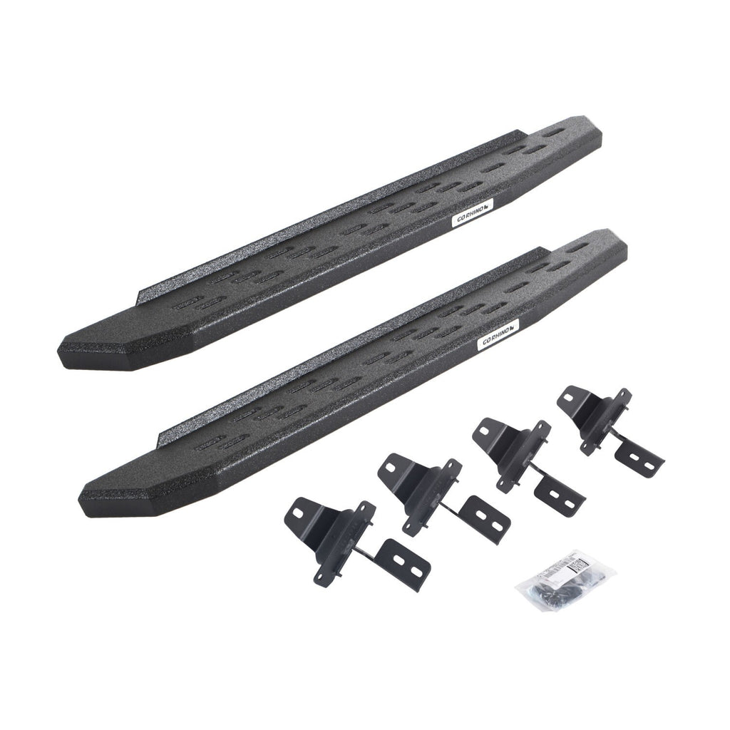 RB30 Running Boards with Mounting Bracket Kit Protective Bedliner Coating For 2018-2025 Jeep Wrangler JL 2 Door Go Rhino