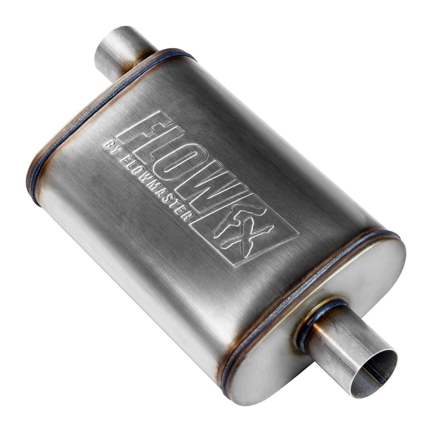 Flow Fx Muffler Flow Fx Muffler 2.25 Offset In/ 2.25 Center Out Moderate Sound Stainless Steel Flowmaster