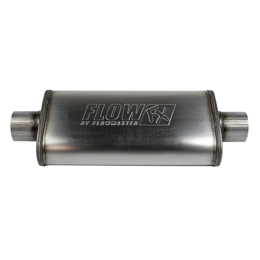 Flow Fx Muffler Flow Fx Muffler 3.00 Center In/3.00 Center Out Straight Through Performance Moderate Sound Stainless Steel Flowmaster