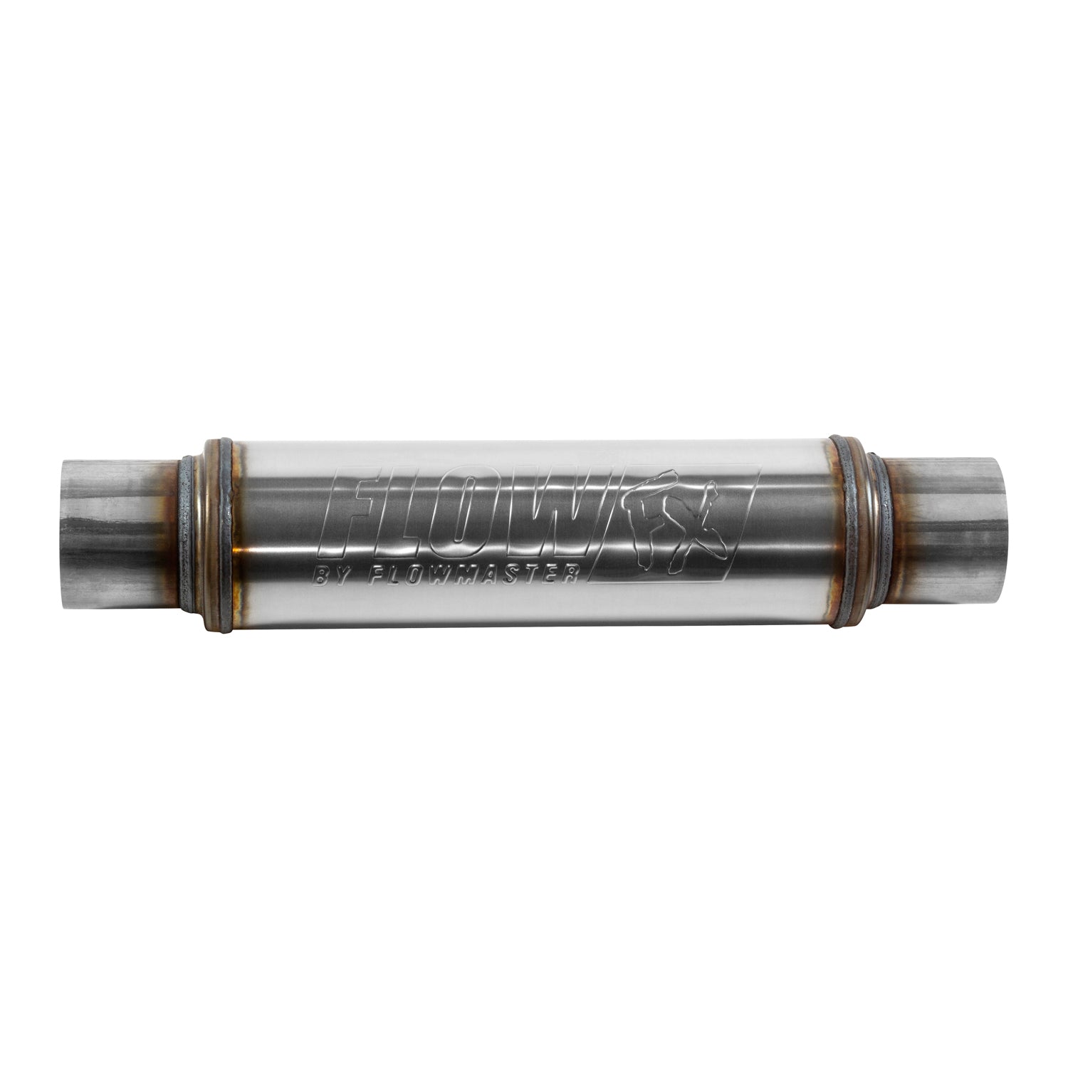 Flow Fx Muffler Flow Fx Muffler 3.00 In/Out Round Body Moderate Sound Stainless Steel Flowmaster