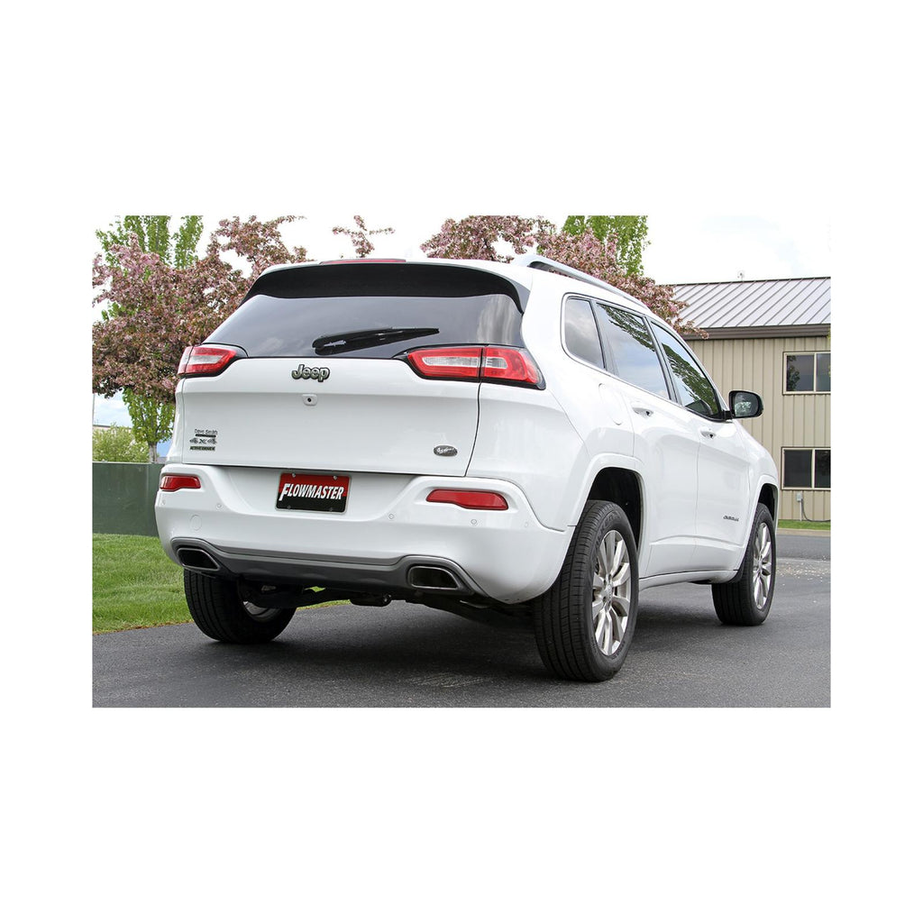Flow Fx Cat-Back Exhaust System Fits 2014-2022 Jeep Cherokee 3.2-Liter, Flow Fx Cat-Back 2.5-Inch Stainless Steel Exhaust System, 3.5-Inch Black Ceramic Tips, Dual Out Rear Exit Flowmaster