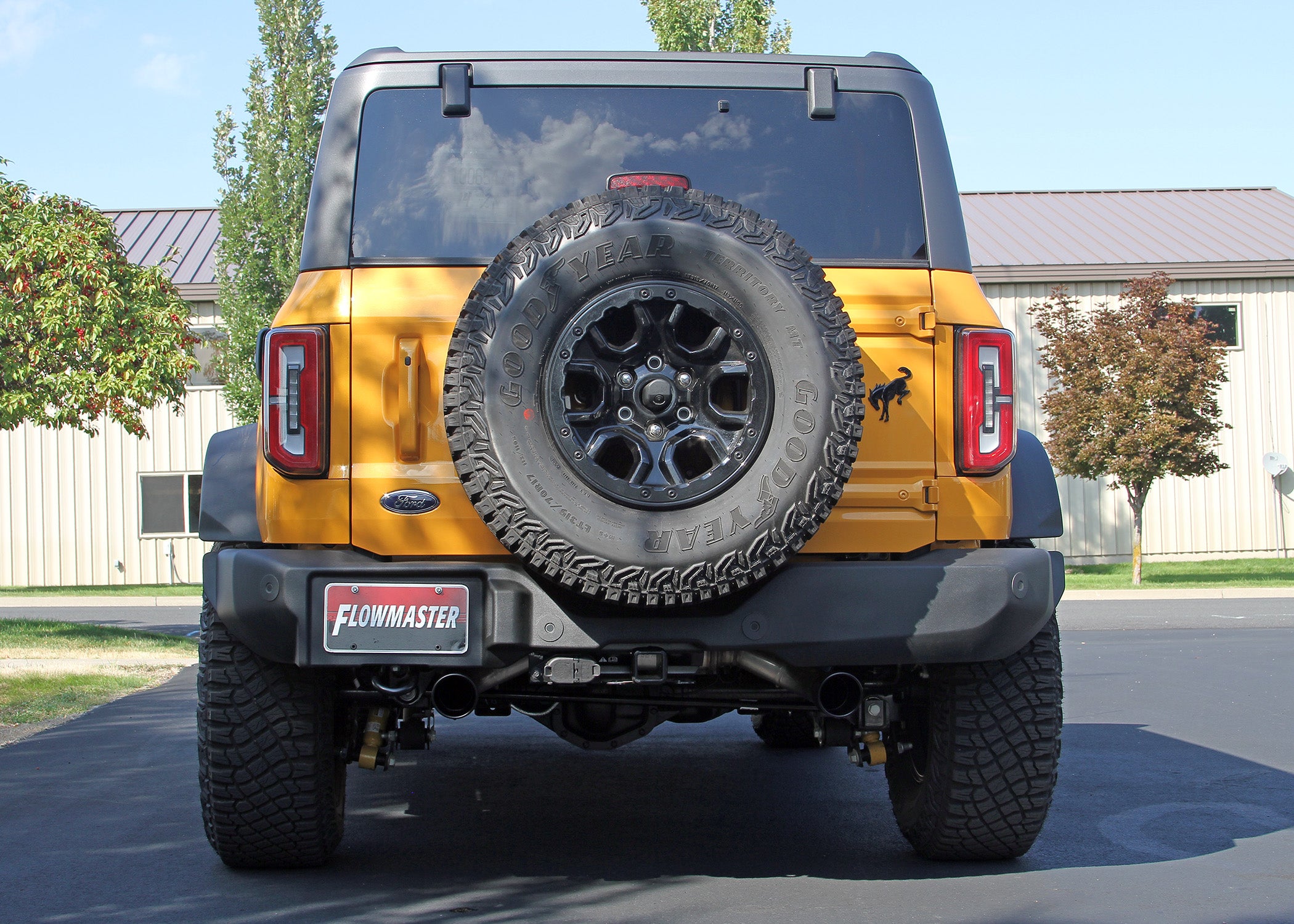 Flow Fx Cat-Back Exhaust System Fits 2021-2025 Ford Bronco 2.3/2.7-Liter, Flow Fx Cat-Back 3.00-Inch Stainless Steel Exhaust System, 4.00-Inch Black Ceramic-Coated Tips, Dual Out Rear Exit, 2 Door Models Flowmaster