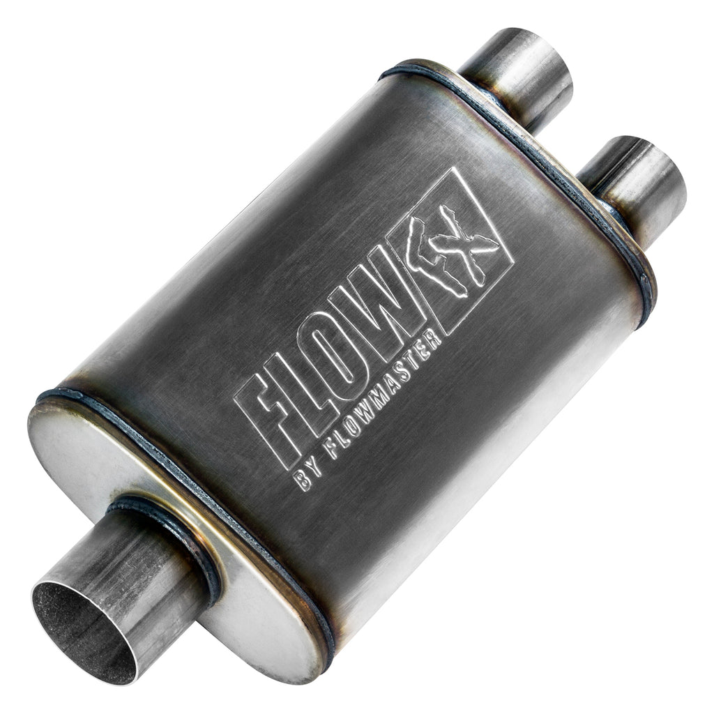 Flow Fx Muffler Flow Fx Muffler 3.00 Center In/ 2.50 Dual Out Moderate Sound Stainless Steel Flowmaster