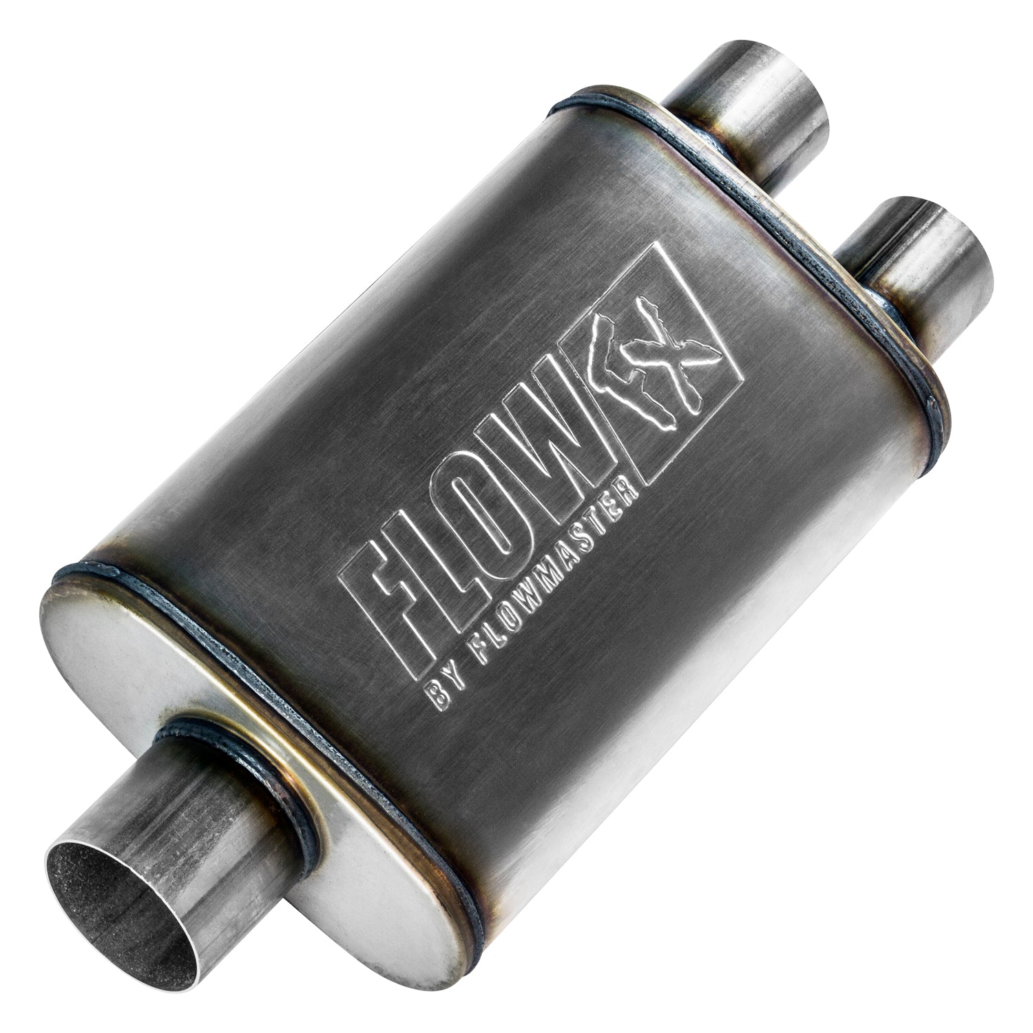 Flow Fx Muffler Flow Fx Muffler 3.00 Center In/ 2.50 Dual Out Moderate Sound Stainless Steel Flowmaster
