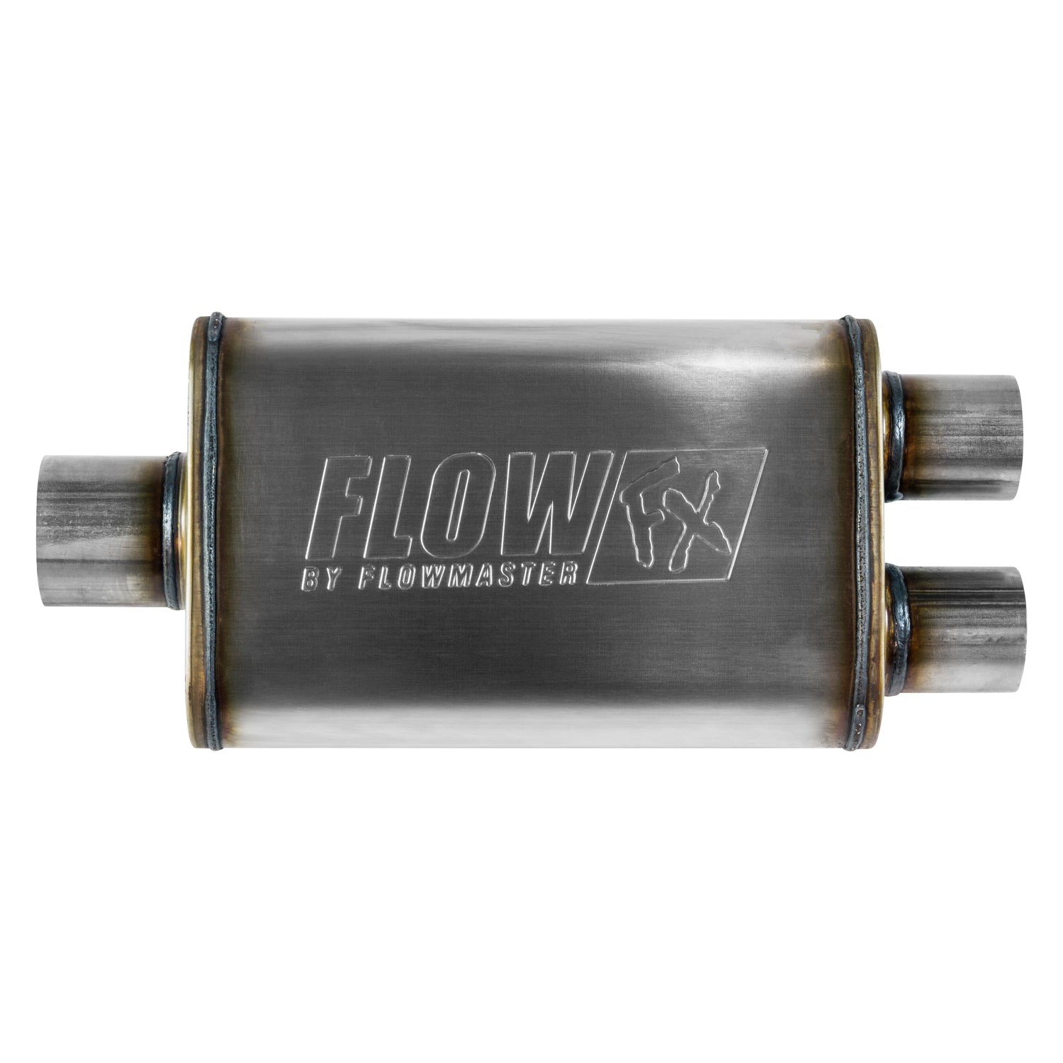Flow Fx Muffler Flow Fx Muffler 3.00 Center In/ 2.50 Dual Out Moderate Sound Stainless Steel Flowmaster