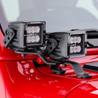 XE Windshield Cowl Light Mount Two 3 Inch X 3 Inch Industry Standard Cube LED's Textured Black 2018-2026 Jeep Wrangler JL 2020-2025 Jeep Gladiator Go Rhino