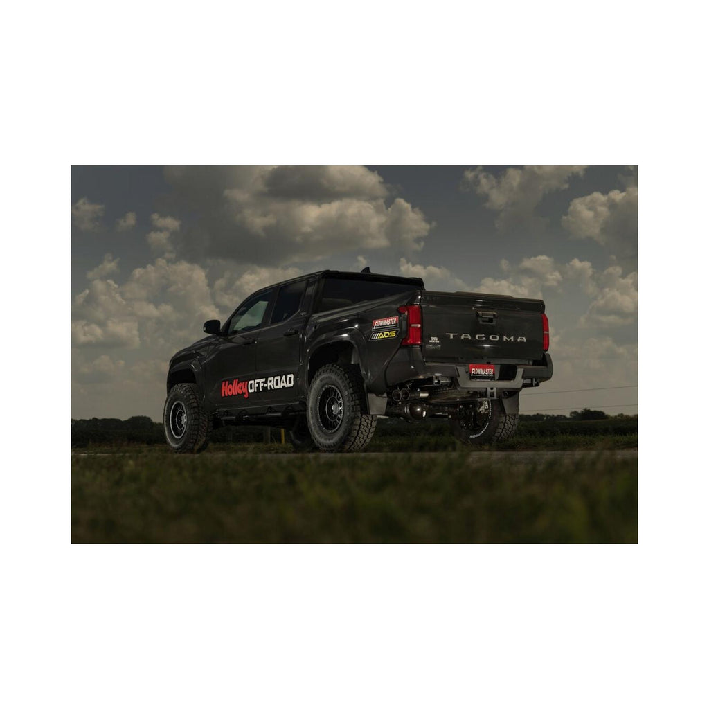 Signature Series Cat-Back Exhaust System Fits 2024-2025 Toyota Tacoma 2.4-Liter, All Wheelbases, Signature Series Dual Out Same Side Cat-Back Exhaust System, 304 Stainless Steel – Moderate Sound Flowmaster