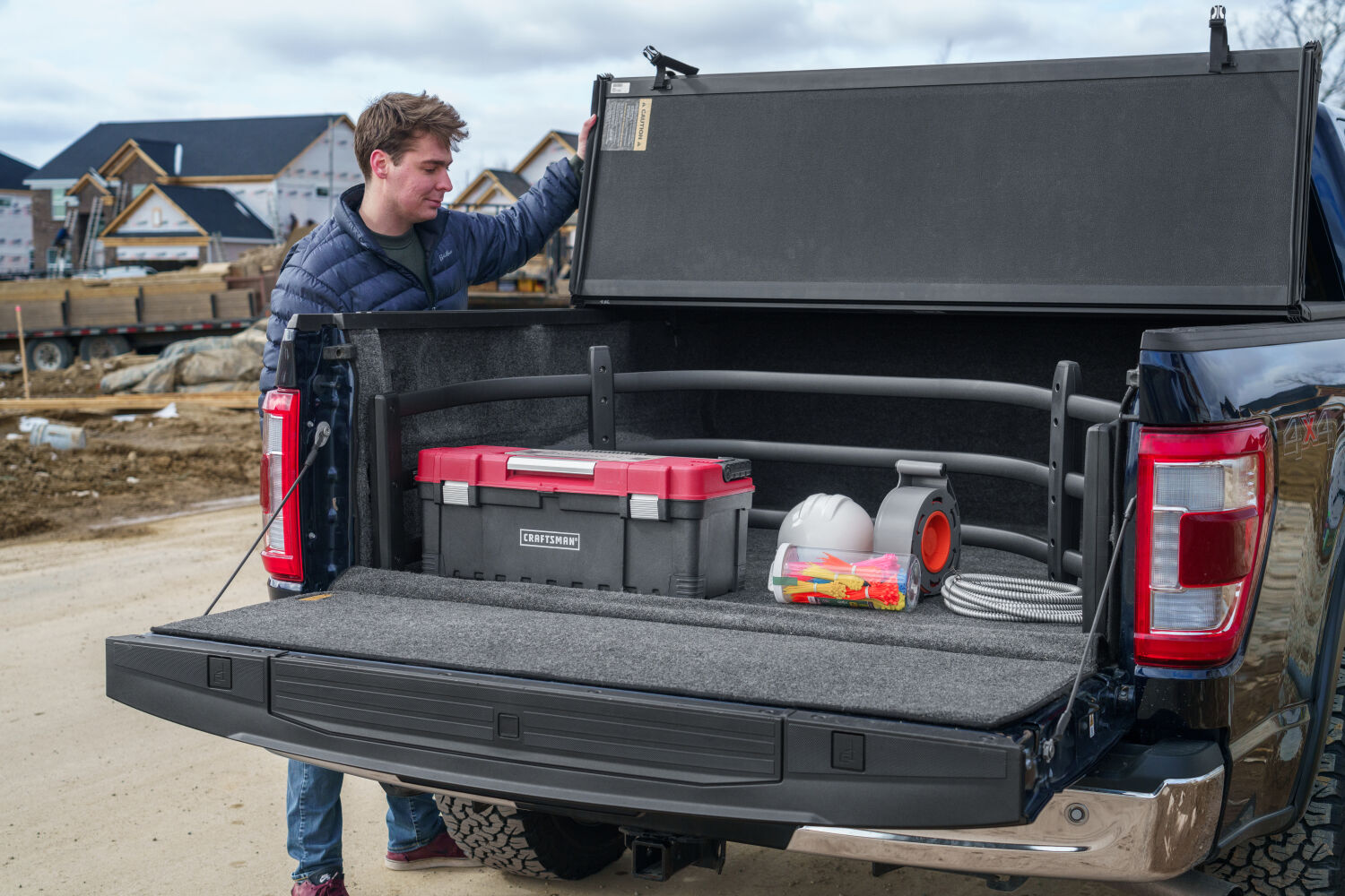 Black BedXtender HD Tailgate Bed Extender Sport Truck Bed Extender For 2004-2024 Ford F-150 (Excludes Heritage/Stepside/Flareside/Models with integrated tailgate step) 2005-2008 Lincoln Mark LT 2007-2024 Toyota Tundra AMP Research