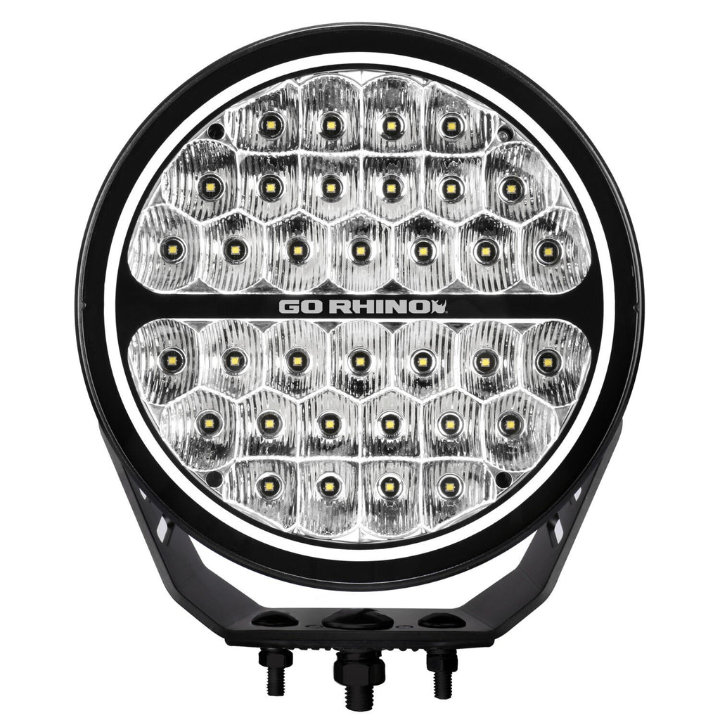 Go Rhino Blackout Series Lights 9 Inch Round LED Single Driving Kit W/Daytime Running Lights Black 2026-2026 Chevrolet Suburban 2026-2026 Chevrolet Tahoe Go Rhino