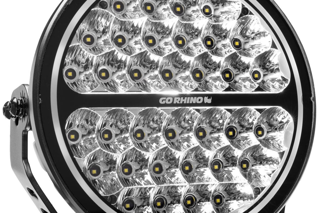 Go Rhino Blackout Series Lights 9 Inch Round LED Single Driving Kit W/Daytime Running Lights Black 2026-2026 Chevrolet Suburban 2026-2026 Chevrolet Tahoe Go Rhino