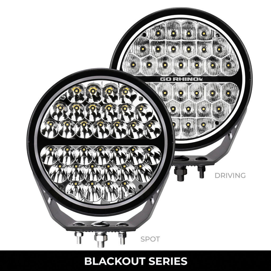 Go Rhino Blackout Series Lights 9 Inch Round LED Single Driving Kit W/Daytime Running Lights Black 2026-2026 Chevrolet Suburban 2026-2026 Chevrolet Tahoe Go Rhino