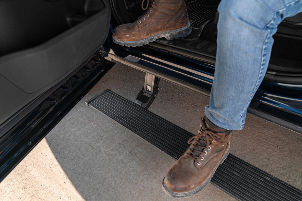 PowerStep Running Boards Plug N Play System For 2018 Ford Expedition Excludes Max models Gas Only AMP Research