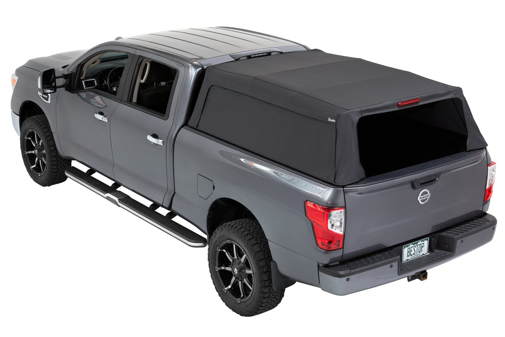Supertop Truck Bed Cap 2 For Nissan 2004-2024 Titan 6.5 Foot Black Diamond PVC Coated Sailcloth No Drill Bestop