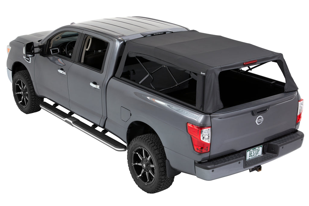 Supertop Truck Bed Cap 2 For Nissan 2004-2024 Titan 6.5 Foot Black Diamond PVC Coated Sailcloth No Drill Bestop