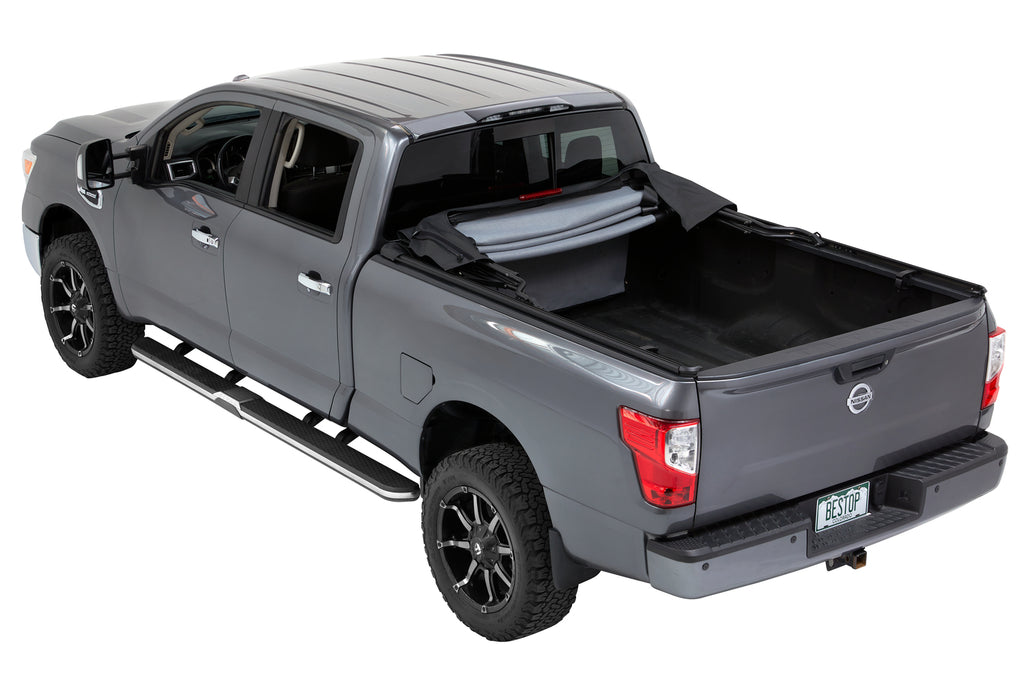 Supertop Truck Bed Cap 2 For Nissan 2004-2024 Titan 6.5 Foot Black Diamond PVC Coated Sailcloth No Drill Bestop