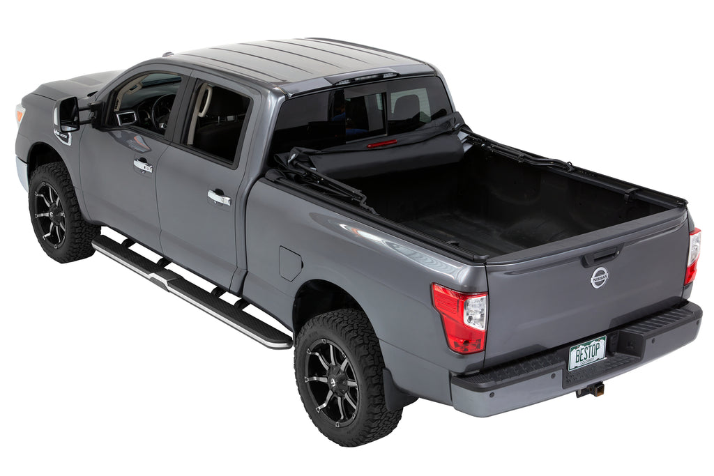 Supertop Truck Bed Cap 2 For Nissan 2004-2024 Titan 6.5 Foot Black Diamond PVC Coated Sailcloth No Drill Bestop