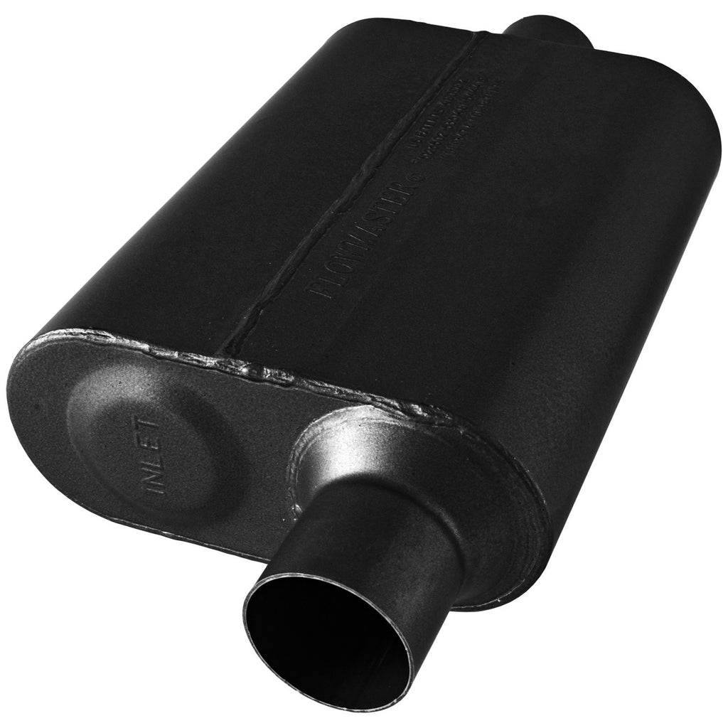40 Series Chambered Muffler 40 Series Stainless Steel 2.50 Offset In 2.50 Center Out Aggressive Sound Flowmaster