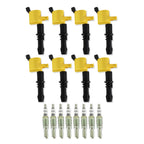 Ignition Upgrade Kit- 2004-2008 Ford 4.6L/5.4L/6.8L 3-Valve, Yellow 8-Pack Includes 8-Pack Of Hp Copper Spark Plugs (P/N 8160) & 8-Pack Of Ignition Coil (P/N 140033-8) ACCEL