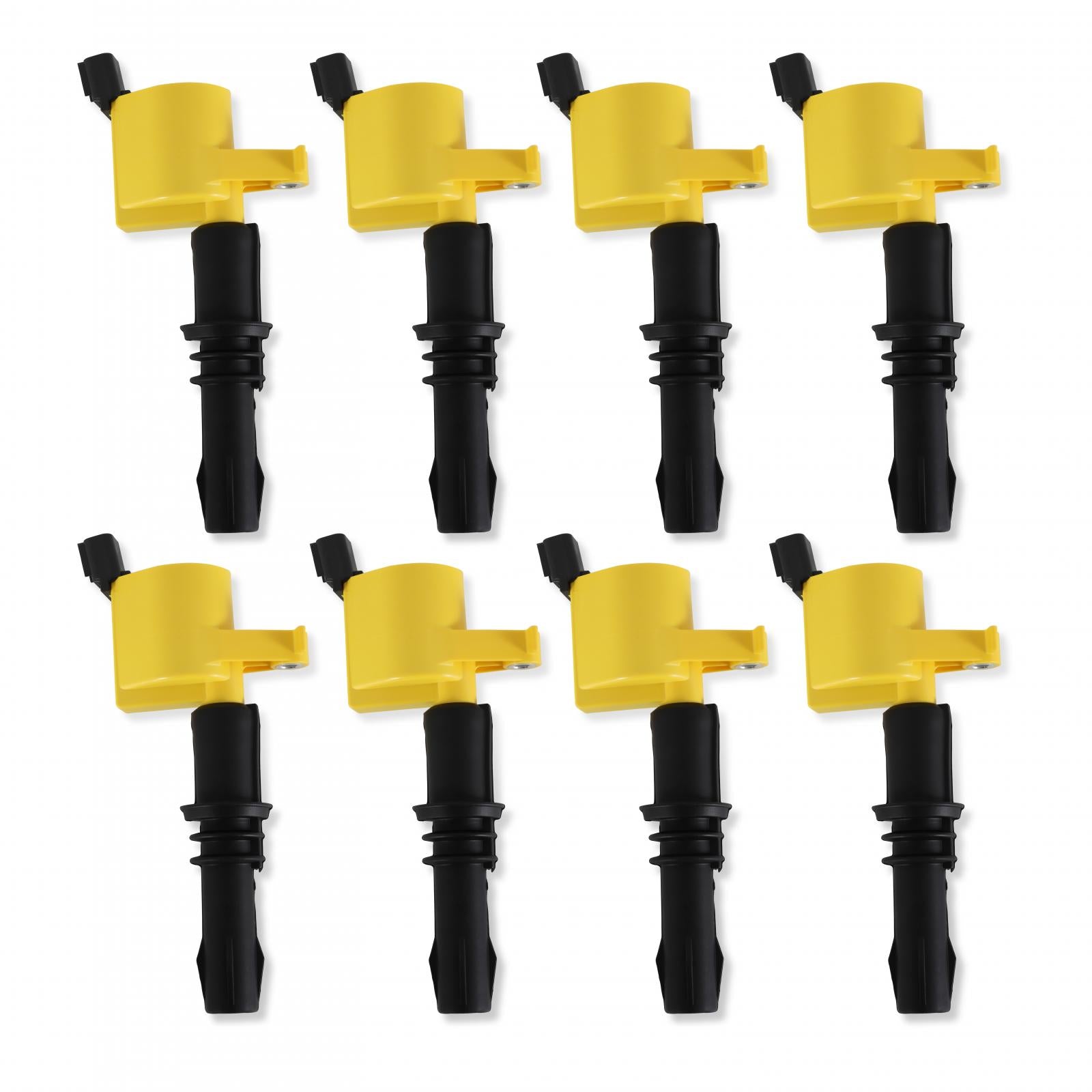 Ignition Upgrade Kit- 2004-2008 Ford 4.6L/5.4L/6.8L 3-Valve, Yellow 8-Pack Includes 8-Pack Of Hp Copper Spark Plugs (P/N 8160) & 8-Pack Of Ignition Coil (P/N 140033-8) ACCEL