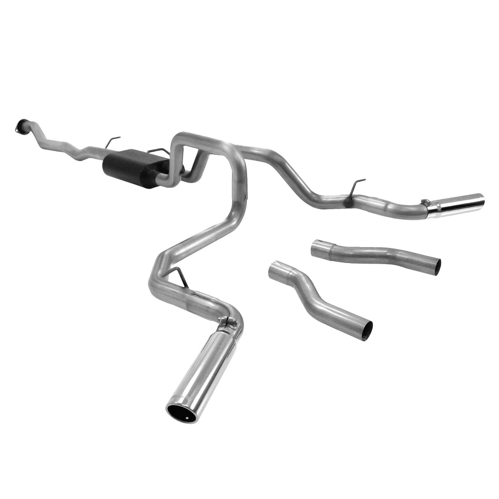 American Thunder Cat-Back Exhaust System 1999-2007* (2007 Classic Only) Silverado/Sierra 1500 4.3L, 4.8L, 5.3L Engine, Extended Cab/Short Bed. Stainless Steel Aggressive To Moderate Sound Flowmaster
