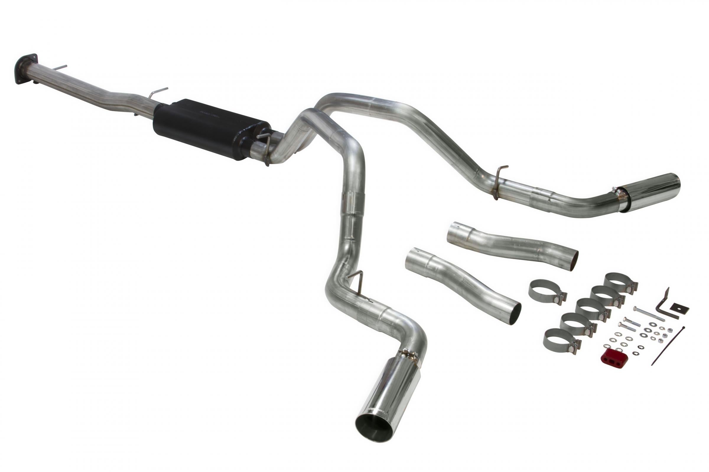 American Thunder Cat-Back Exhaust System Fits 2020-2026 GM 2500Hd/3500Hd With 6.6L Gas Engine, Crew Cab/Short Bed, Dual Out Rear/Dual Out Side, Polished Tips Aggressive To Moderate Sound Flowmaster