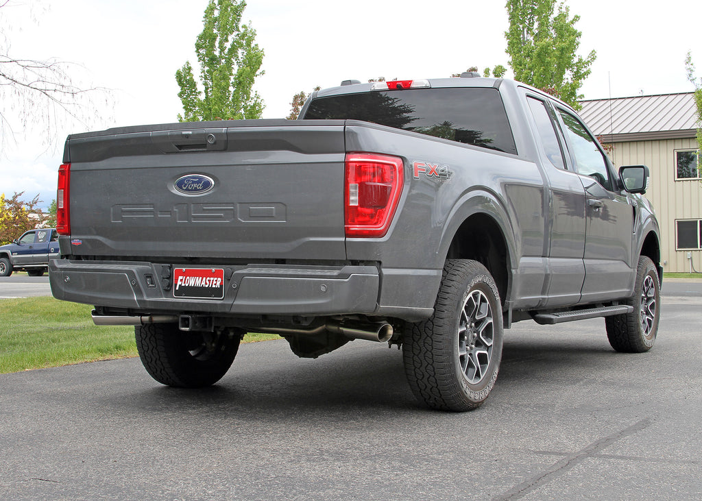 American Thunder Cat-Back Exhaust System Fits 2021-2025 Ford F-150 2.7L, 3.5L, 5.0L. American Thunder, Cat-Back, Dual Exit Stainless Steel Exhaust System Flowmaster