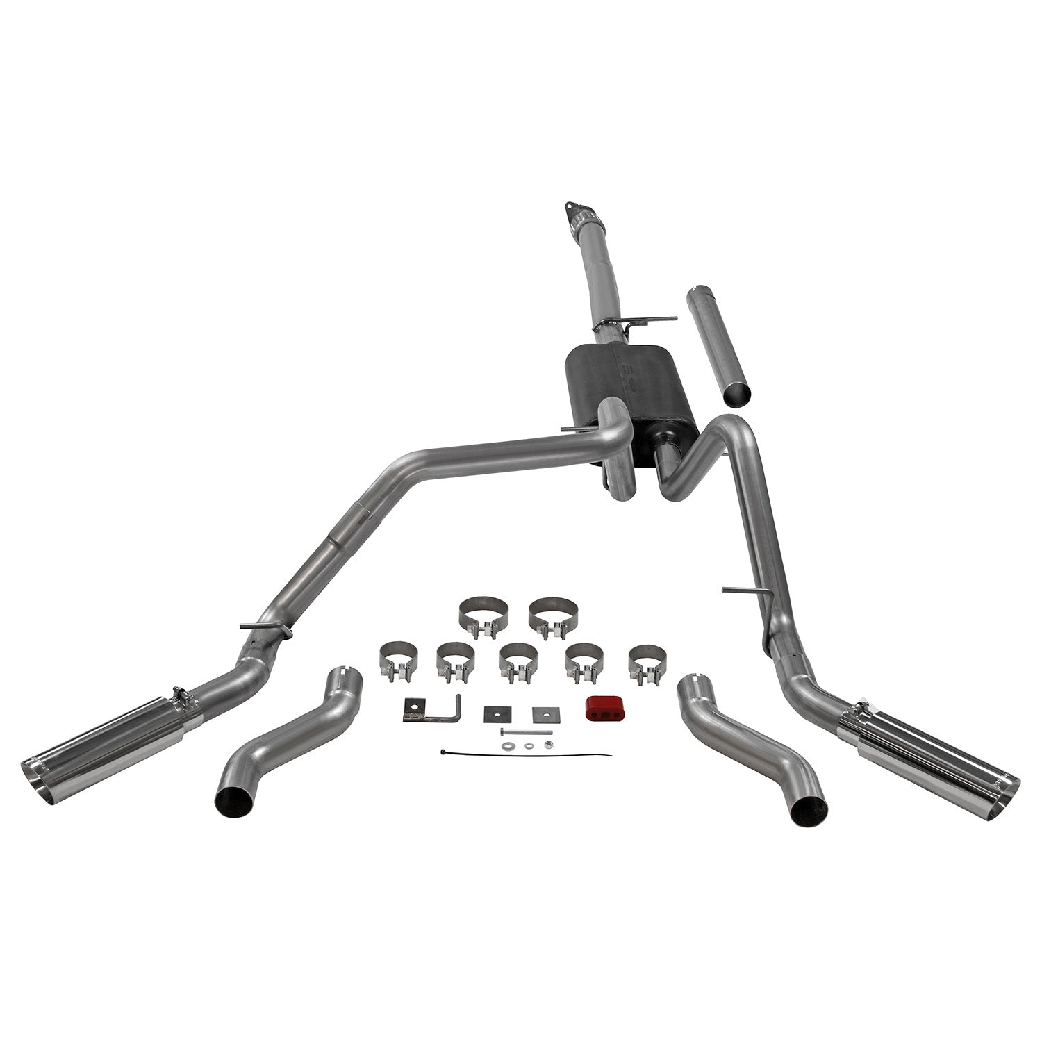 American Thunder Cat-Back Exhaust System Fits 2019-2026 Chevrolet/Gmc Silverado/Sierra 2.7-Liter, Cat-Back, Dual Out Rear/Side Exit, Stainless Steel Exhaust System Flowmaster