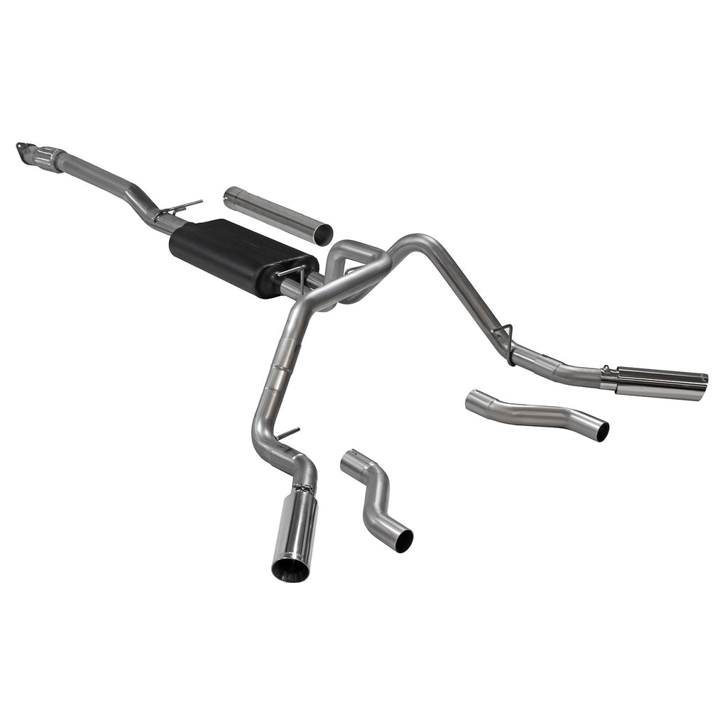 American Thunder Cat-Back Exhaust System Fits 2019-2026 Chevrolet/Gmc Silverado/Sierra 2.7-Liter, Cat-Back, Dual Out Rear/Side Exit, Stainless Steel Exhaust System Flowmaster