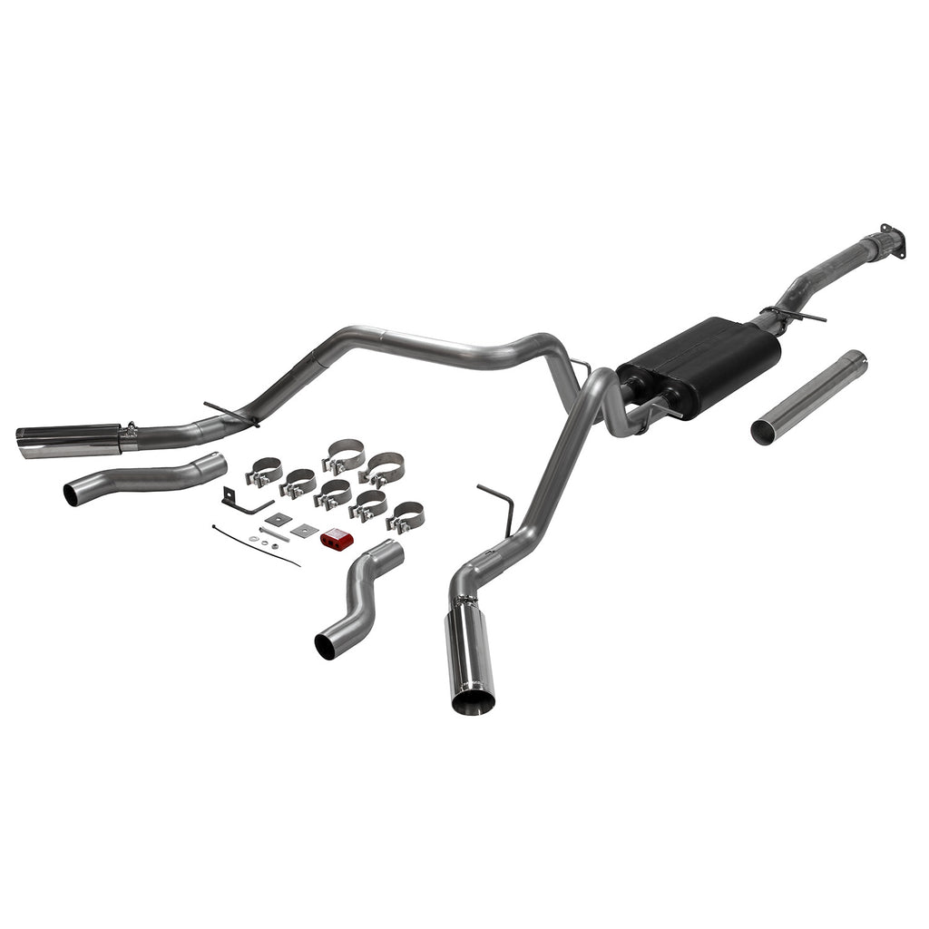 American Thunder Cat-Back Exhaust System Fits 2019-2026 Chevrolet/Gmc Silverado/Sierra 2.7-Liter, Cat-Back, Dual Out Rear/Side Exit, Stainless Steel Exhaust System Flowmaster