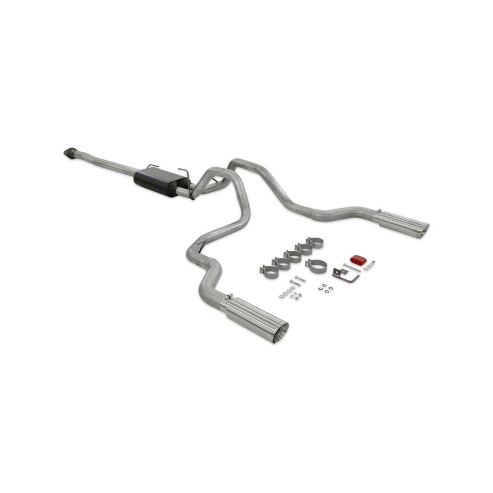 Force Ii Cat-Back Exhaust System Fits 2015-2020 Ford F-150 2.7L, 3.3L, 3.5L, 5.0-Liter, Force Ii Cat-Back, Dual Out Rear Exit, 4.00-Inch Polished Tips, Stainless Steel Exhaust System Flowmaster