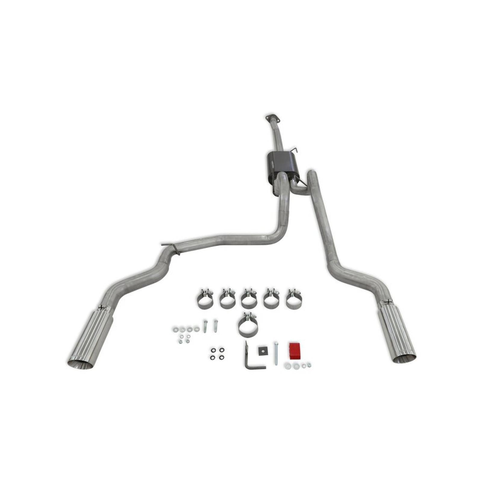 Force Ii Cat-Back Exhaust System Fits 2015-2020 Ford F-150 2.7L, 3.3L, 3.5L, 5.0-Liter, Force Ii Cat-Back, Dual Out Rear Exit, 4.00-Inch Polished Tips, Stainless Steel Exhaust System Flowmaster