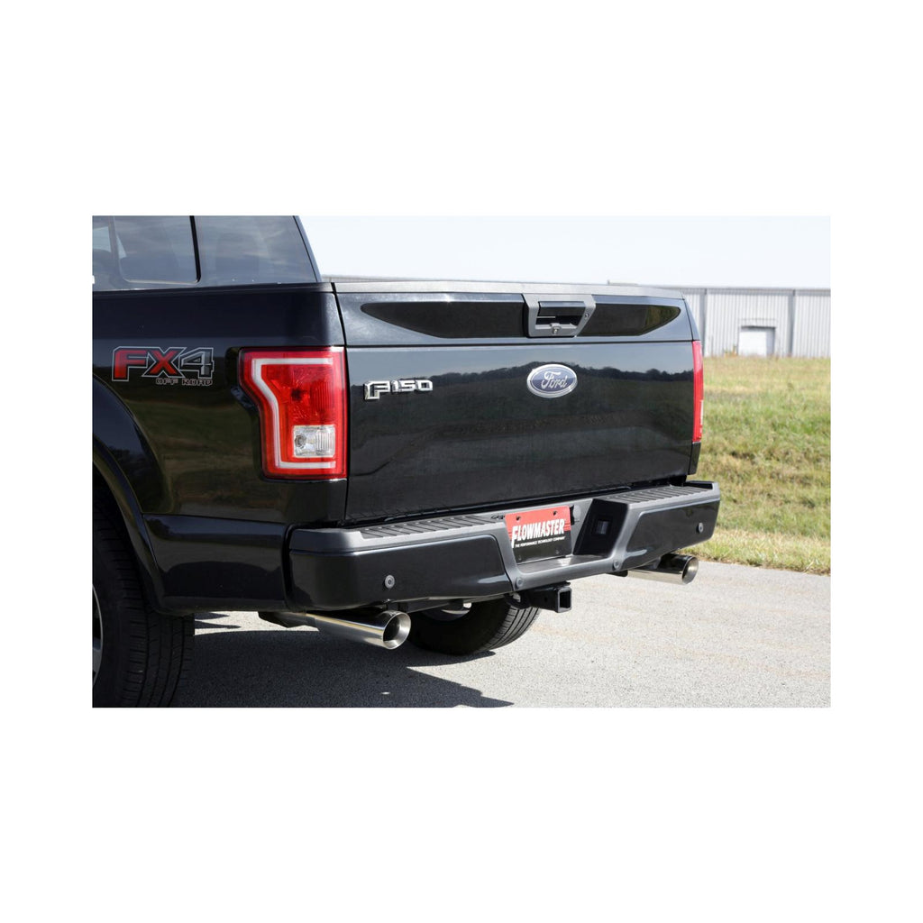 Force Ii Cat-Back Exhaust System Fits 2015-2020 Ford F-150 2.7L, 3.3L, 3.5L, 5.0-Liter, Force Ii Cat-Back, Dual Out Rear Exit, 4.00-Inch Polished Tips, Stainless Steel Exhaust System Flowmaster