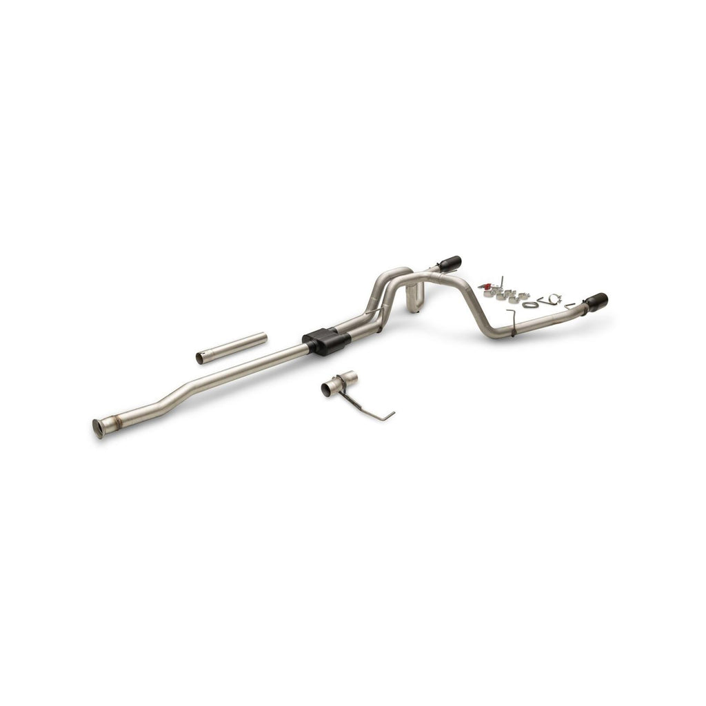 Outlaw Cat-Back Exhaust System Fits 2021-2025 Ford F150 2.7, 3.5 And 5.0-Liter, Powerboost And Non-Hybrid With Factory Dual Tailpipes, Outlaw Cat-Back 3.0-Inch Stainless Steel Exhaust System, 4.50-Inch Black Tips Flowmaster
