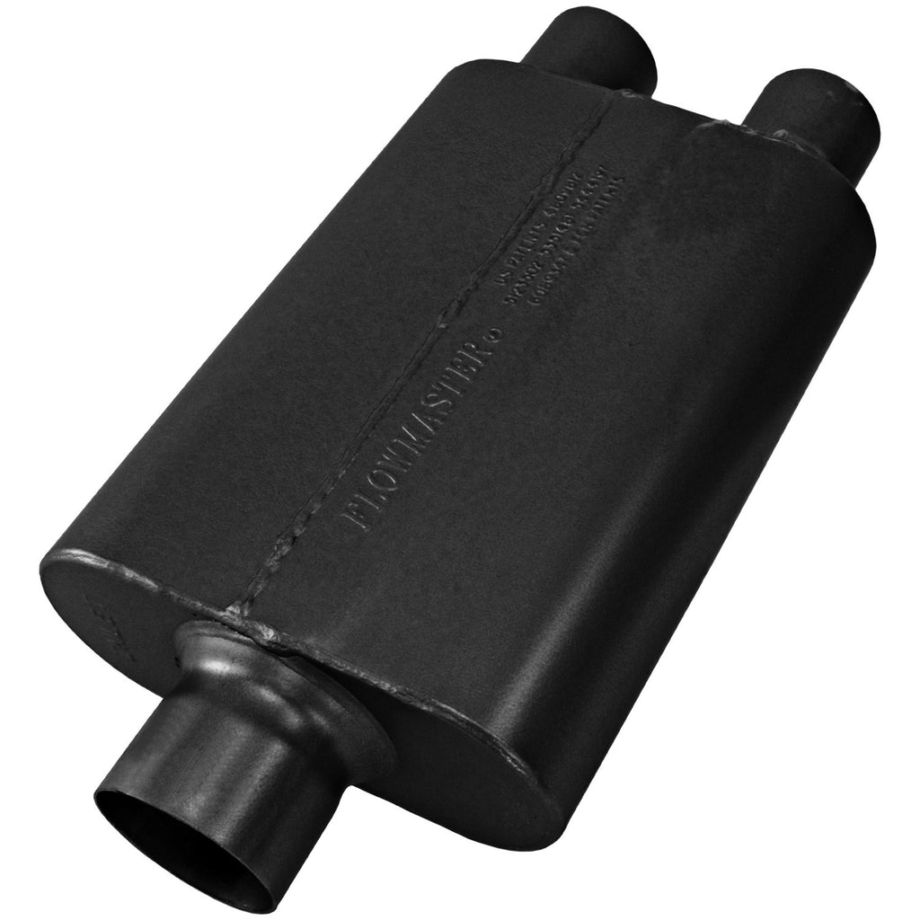 40 Series Delta Flow Chambered Muffler 40 Delta Flow Stainless Steel 3.00 Center In 2.50 Dual Out Aggressive Sound Flowmaster