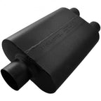 40 Series Delta Flow Chambered Muffler 40 Delta Flow Stainless Steel 3.00 Center In 2.50 Dual Out Aggressive Sound Flowmaster