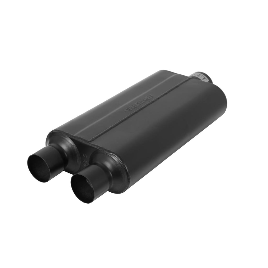 50 Series Delta Flow Chambered Muffler 50 Delta Flow Stainless Steel 3.00 Center In 2.50 Dual Out Moderate Sound Flowmaster
